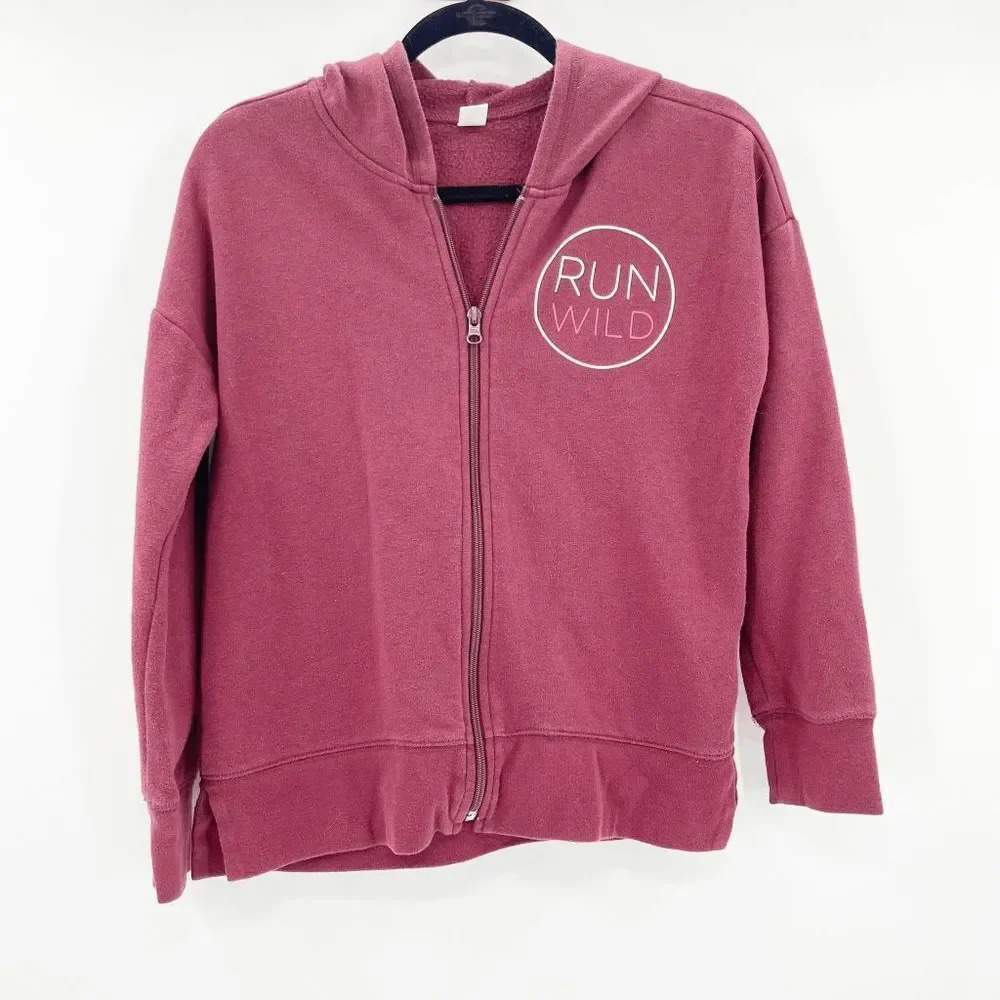 Old Navy‎ Kids Red Zip Up Run Wild Hoodie Jacket Size XL